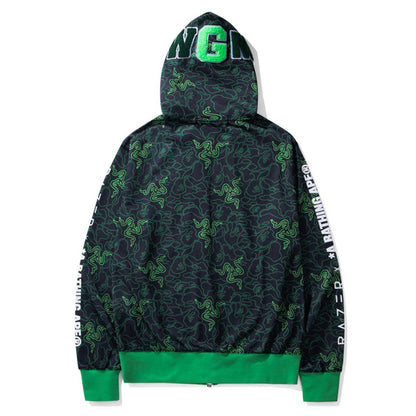 BAPE Green Shark Ape Head Zip Hoodie