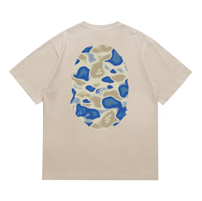 BAPE Pink Liquid Camo Big Ape Head Men's T-Shirt - Brown