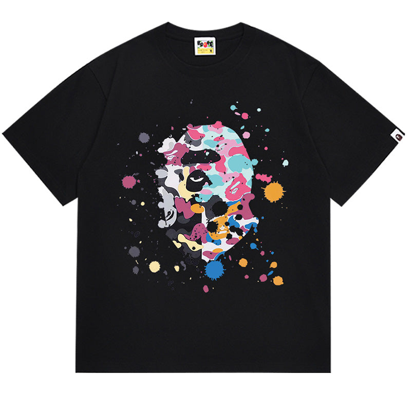 BAPE Splash Paint Ape Head Men's T-Shirt - Black