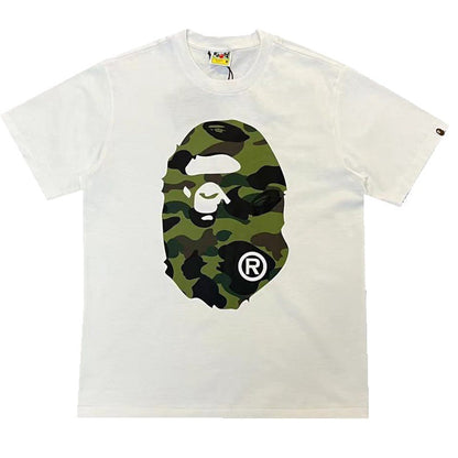 BAPE Green Camo Big Ape Head Men's T-Shirt - White