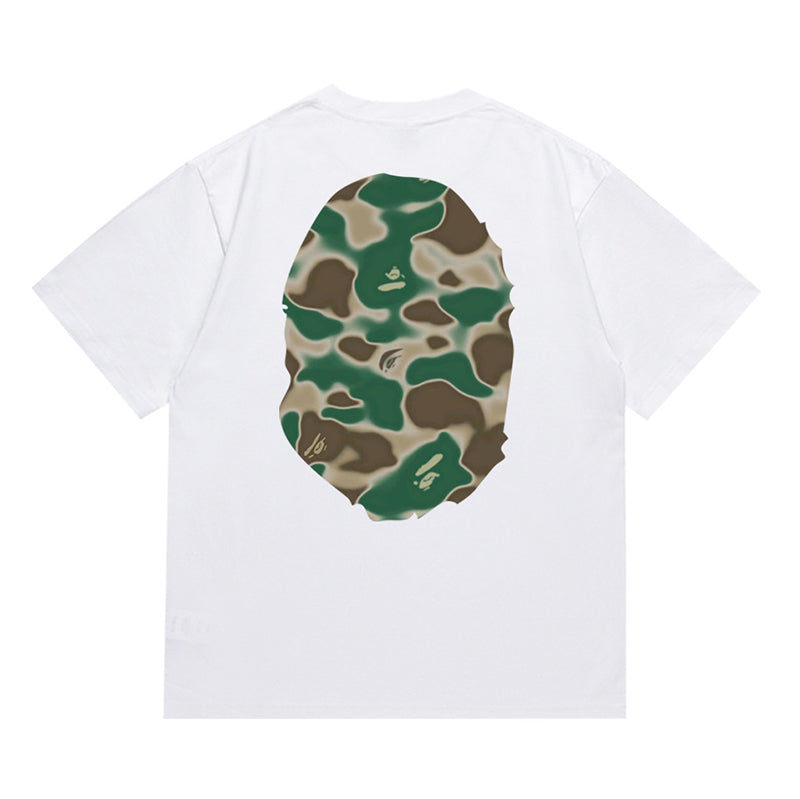 BAPE Gray Liquid Camo Big Ape Head Men's T-Shirt - Black