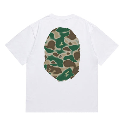BAPE Gray Liquid Camo Big Ape Head Men's T-Shirt - Black