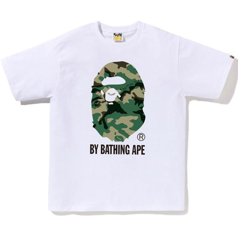 BAPE Woodland Camo Ape Head Men's T-Shirt - White