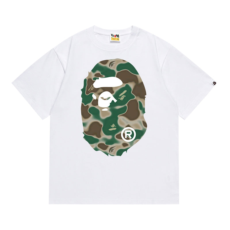 BAPE Gray Liquid Camo Big Ape Head Men's T-Shirt - Black