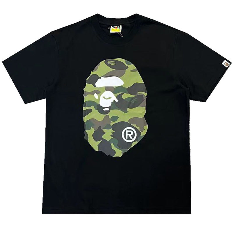 BAPE Green Camo Big Ape Head Men's T-Shirt - White