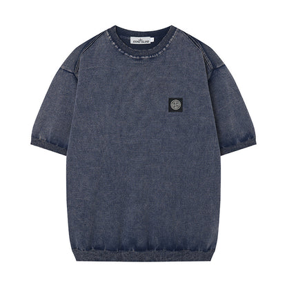 ST0NE lSLAND Classic Compass Patch Knit Short-Sleeve T-Shirt #2