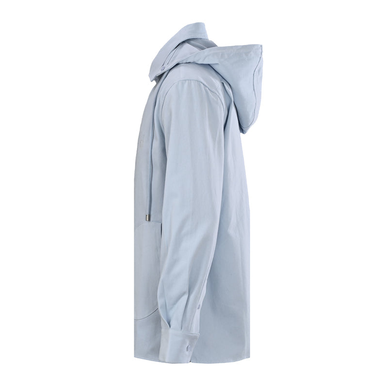 Lowe Cotton Long-Sleeve Hooded Shirt Jacket with Detachable Panels