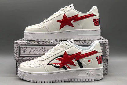BAPE STA Shark Low-Top Sneakers - White/Red