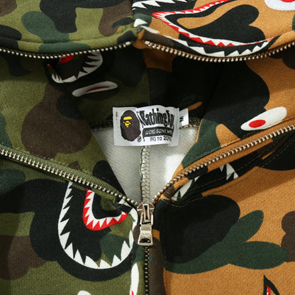 BAPE Colorblock Camo Shark Zip Hoodie
