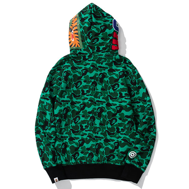 BAPE Green Camo Shark Zip Hoodie