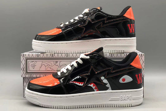BAPE STA Mad Shark Low-Top Sneakers - Black/Orange